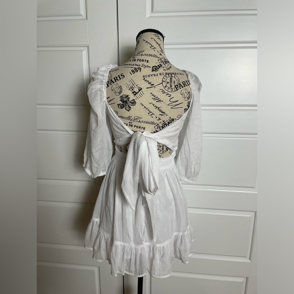 LUCY IN THE SKY Womens style NEIA RUFFLE white flowy dress small - Picture 5 of 8